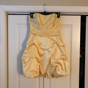 Short yellow bridesmaids dress